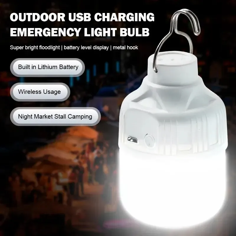 USB-Aufladbare LED-Campinglaterne für Draußen mit Hoher Helligkeit, Tragbare Zeltlampe mit Haken für Wandern, Angeln, Nachtgebrauch und Reisen