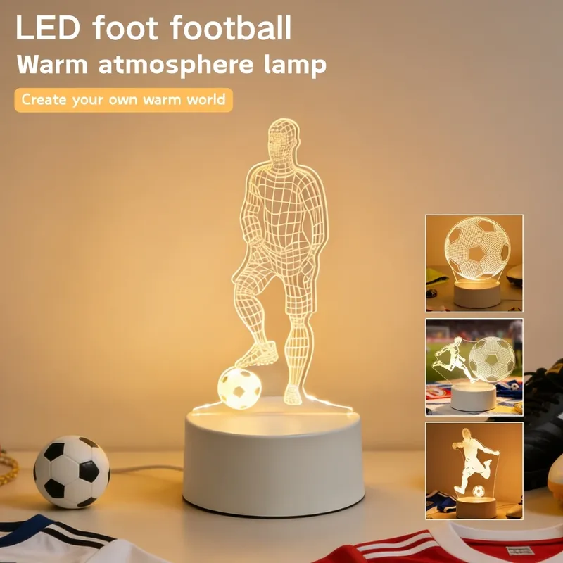 LED 3D Fußball Thema Tischlampe USB Stecker Schlafzimmer Nachttisch Kreative Buch Lampe Sportbegeisterte Geschenk Dekoratives Nachtlicht