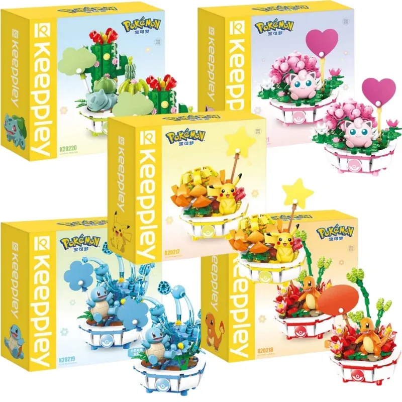 Anime Pokemon Baustein Figur Spielzeug Pikachu Charm ander Squirtle Cartoon Modell Home Dekoration Pflanze Topf Blume Ziegel Spielzeug