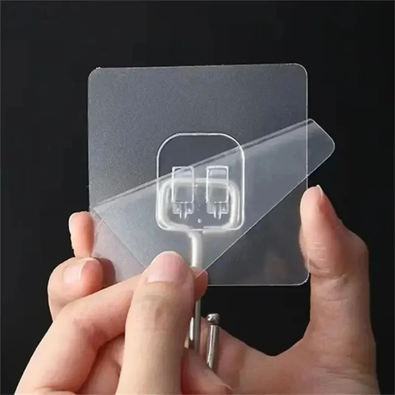20/10PCS Haken Selbstklebende PVC Edelstahl Transparent Mehrzweck Wand Halter Tür Rack Küche Lagerung Organizer hause