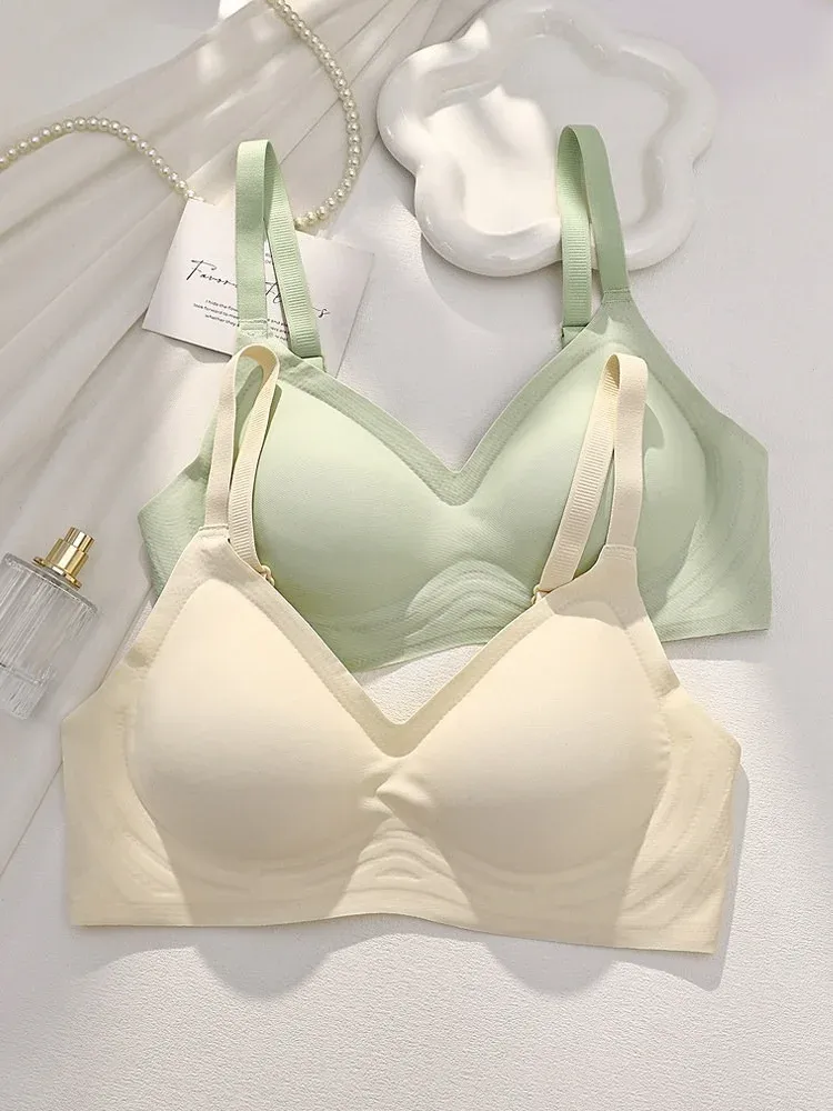Nahtloser BH für kleine Brüste, Push-Up-BH für Damen, bequem, ohne Bügel, weiche Stütze, geschlossene Unterwäsche für Frauen mit Brüsten, ohne Ränder