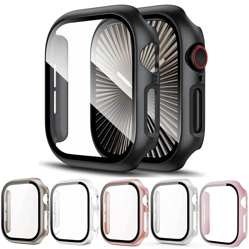 Glas + Abdeckung für Apple Watch Gehäuse Serie 10 9 8 7 6 5 4 3 SE 44 mm 40 mm 45 mm 42-41-46 mm Stoßstange Displayschutzfolie iwatch Zubehör