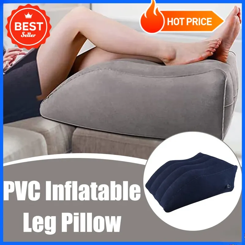 Aufblasbares Beinkissen für verbesserte Durchblutung, tragbar und verstellbar, dunkelblauer Nylonbezug, ideal für Zuhause und Reisen - 15.56 EUR