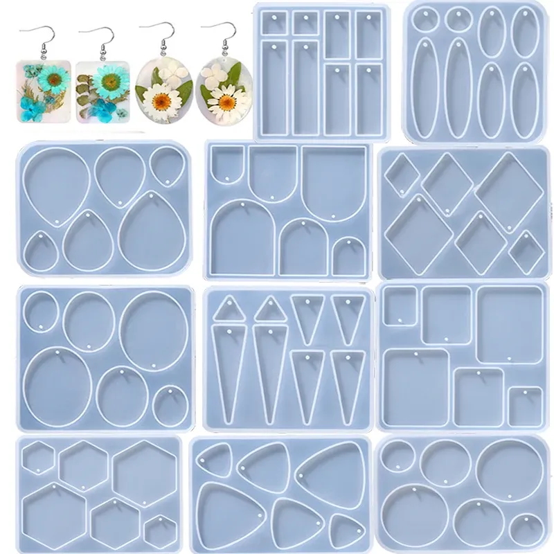 Geometrische Ohrring Anhänger Silikon form für Epoxidharz DIY Ohrring Schlüssel bund Halskette Charms Harz Silikon form Schmuck herstellung