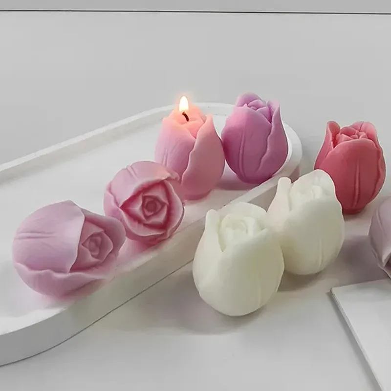 Mini Blume Kerze Silikon Form 3D Rose Blume Seife Schokolade Kuchen Dekoration Backen Werkzeuge Handgemachte Eis Gips Handwerk Form