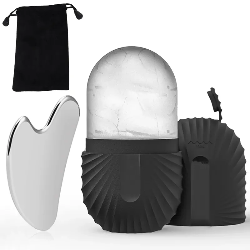 Eis Gesicht Roller Edelstahl Gua Sha Werkzeug Set Hautpflege Schönheit Set Gesicht Massage Roller Hebe Konturierung Werkzeug Wiederverwendbar