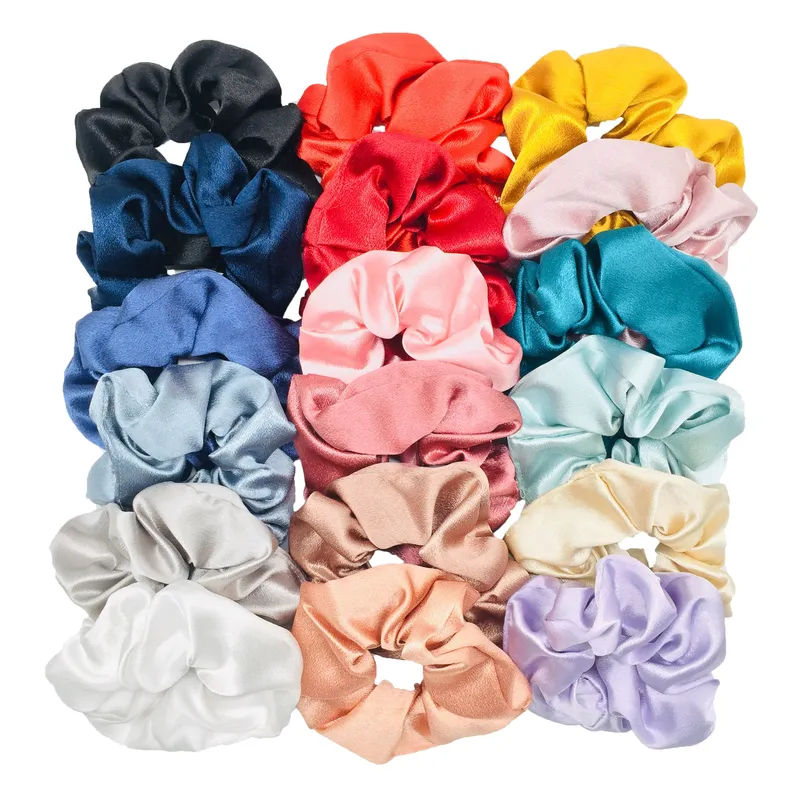 10/5 teile/los Accessoires Frauen Mädchen Seidige Satin Haarband Feste Elastische Elegante Gummiband Kopfbedeckung Halter Scrunchy Schwarz