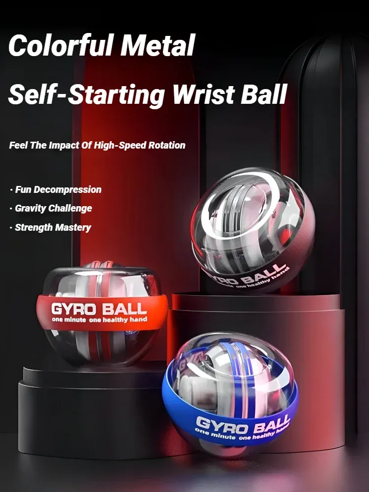 Unterarmtrainer Muskel-Fitnessgerät Gyroskop Gyro-Handgelenkball Booster-Trainer Handübungsgerät mit Leuchteffekt