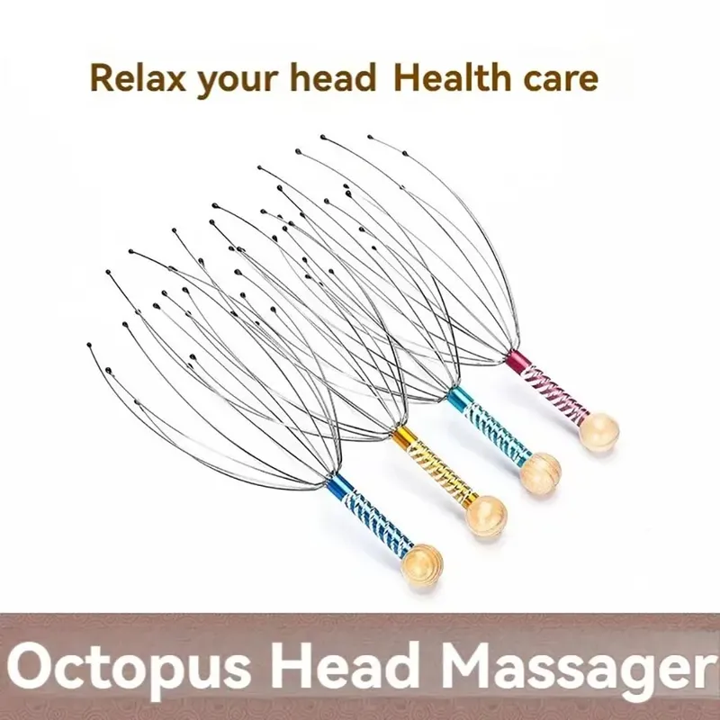 Oktopus-Kopfmassagegerät, Edelstahl-Kopfkratzer, Relaxer, Gehirnmassage, Klaue, Kopfhaut, Kratzer, Juckreizlinderung, Seelextraktoren