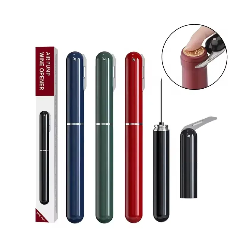 2-in-1 tragbarer Hand-Luftdruck-Korkenzieher, leicht zu öffnende Luftpumpe, Weinöffner, Korkentferner mit Folienschneider