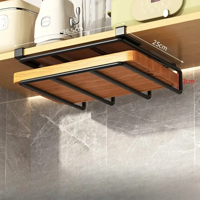 Küche Hängen Organizer Rack mit Haken Unter Schrank Papier Handtuch Lumpen Aufhänger Schneiden Bord Topf Abdeckung Halter Lagerung Regal