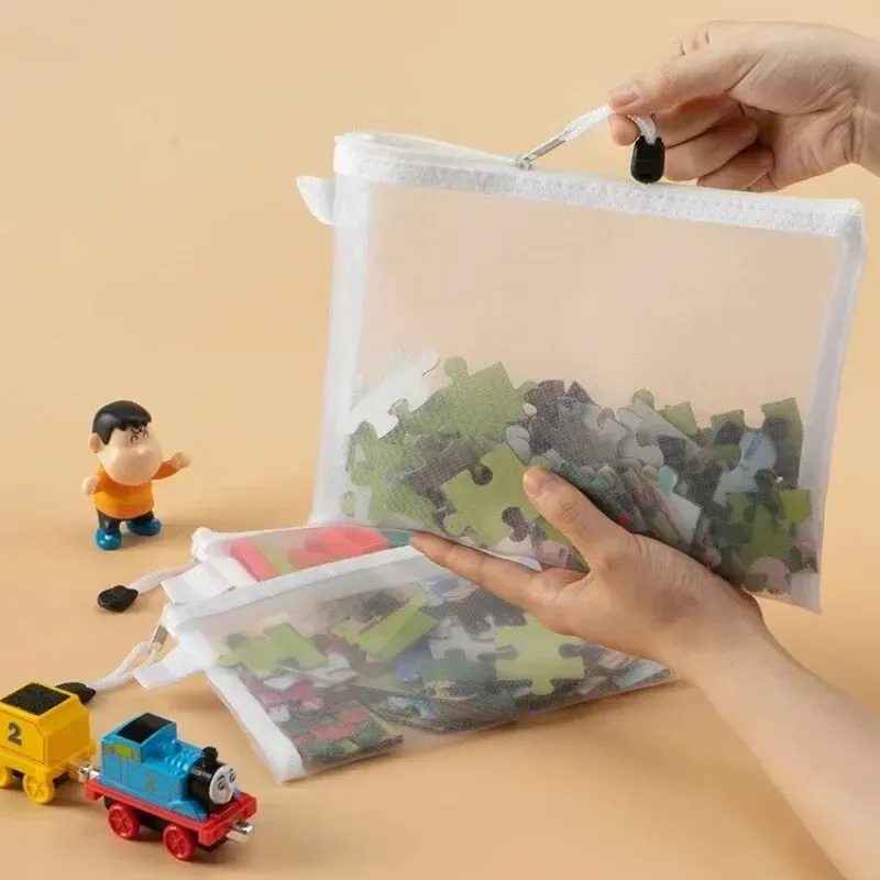1-3PCS Lagerung Tasche Mesh ZipperToy Baustein Puzzle Sub-paket Kinder Partikel Zipper Transparent Finishing Lagerung