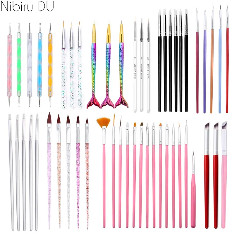 Nail art Pinsel Set Gradienten Linie Malerei Punktierung Stift Kit Acryl Griff Gel Polnisch Kristall Pinsel Salon Nägel Maniküre Werkzeuge