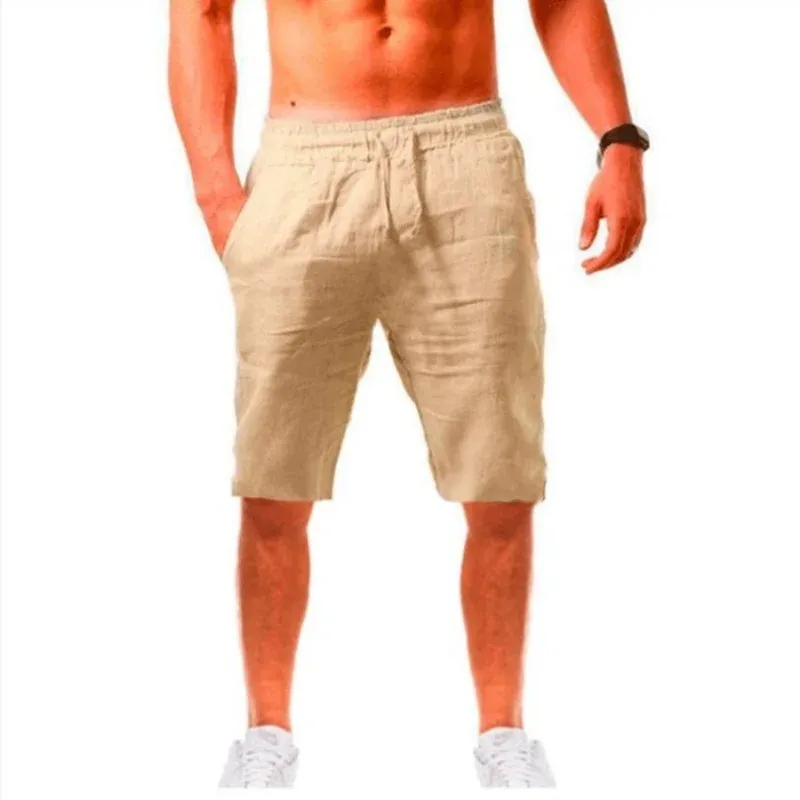 2025 Herren Baumwoll-Shorts, Atmungsaktive Einfarbige Kurze Hosen für den Sommer, Fitness Streetwear S-5XL 1 Stück