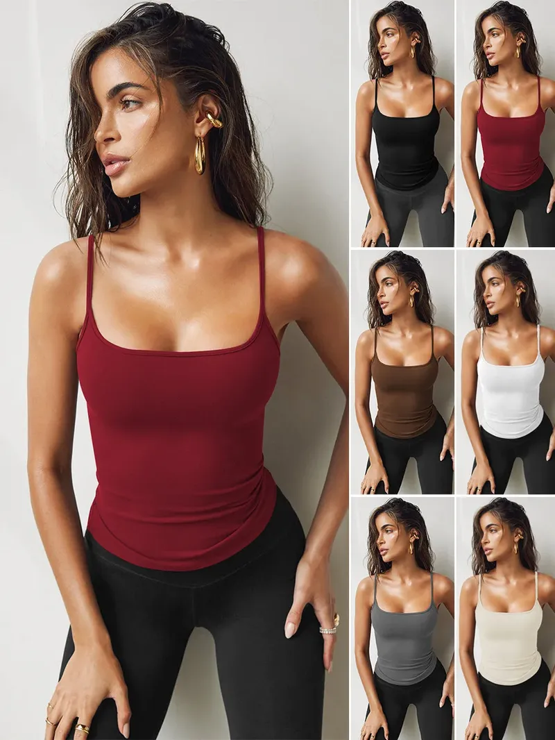 Einfarbiger neuer ärmelloser sexy Hosenträger mit quadratischem Hals für Damen bekleidung im Außenhandel