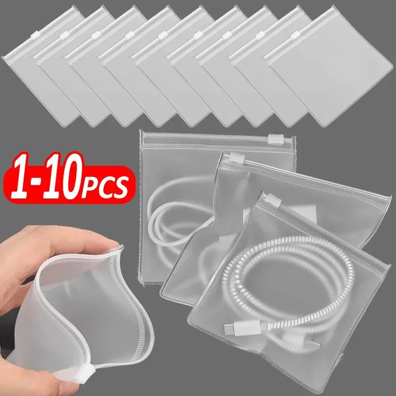 10-1 Stück klare Reiß verschluss taschen PVC-Aufbewahrung taschen für Ladegerät Datenkabel wasserdichte Organizer-Tasche wieder verwendbare Tasche matti erte matte Tasche