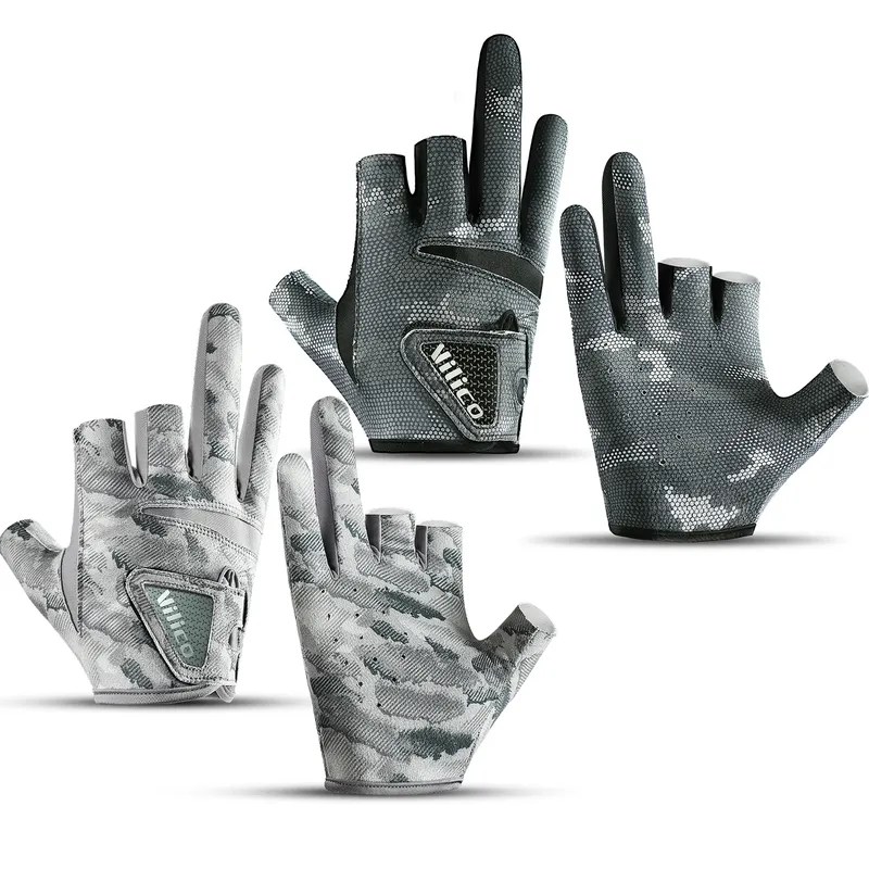1 Paar Angelhandschuhe für Herren, Sommer, Angeln, Straßenunter, Sonnenschutz und rutschfeste Eisseide, atmungsaktive, dünne Handschuhe mit drei Fingern