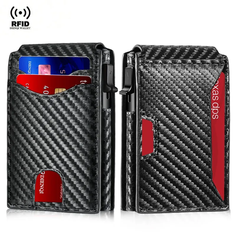 Carbon Fiber Rfid Kreditkarte Halter Männer Brieftaschen Anti Diebstahl Dünne Dünne Brieftasche Luxus Karteninhaber Minimalistischen Geldbörse Brieftasche Tasche