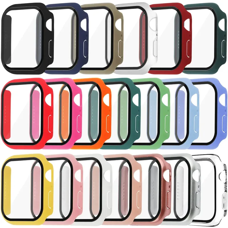 Gehärtete Glas abdeckung für Apple Uhrengehäuse 45mm 41mm 44mm 40mm 42mm Displays chutz folie Apple Watch Zubehör Serie 9 4 5 6 se 7 8