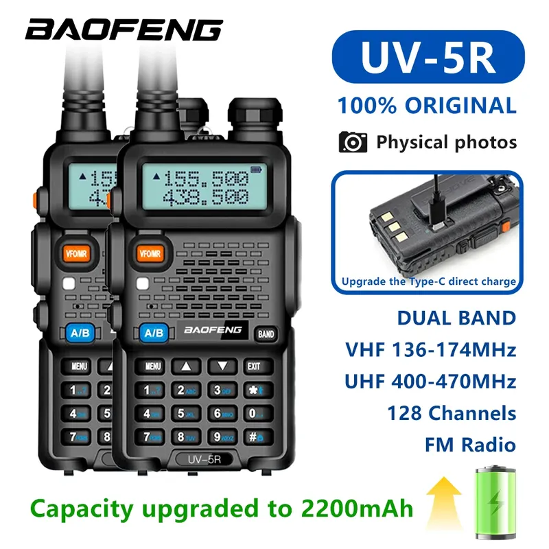 1PC/2PCS baofeng uv 5r USB Long Range Ham Amateur Mit FM Radio Long Range Tragbare zwei Weg Radio Baofeng CB Radio walkie talkie