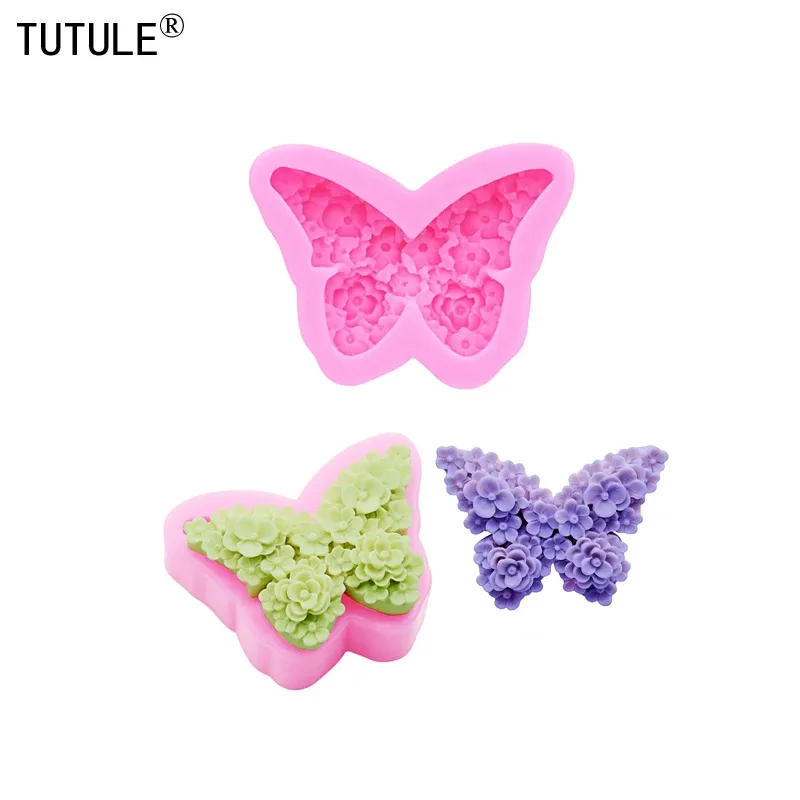 3d Blume Schmetterling Duft kerze Silikon form Tropfen Kleber dekorative Epoxidharz form DIY Schmetterling Schokolade Silikon Kuchen form