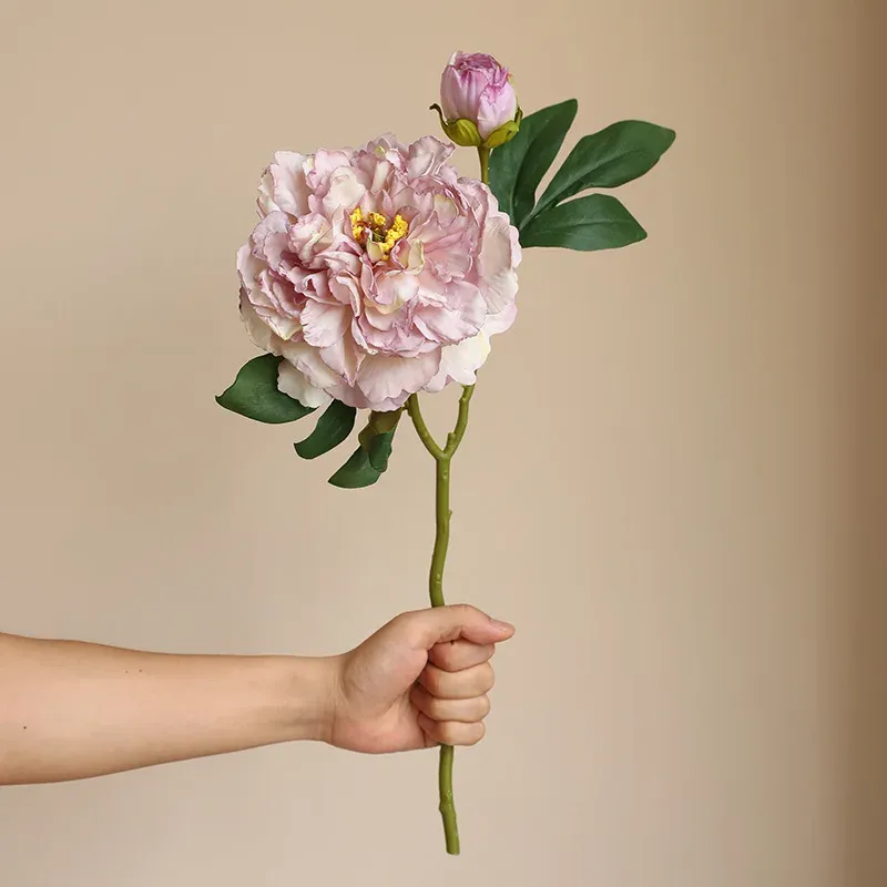Große Seidenpfingstrose, künstliche Blumen, hochwertige Simulationspfingstrose im europäischen Stil, künstlicher Blumenstrauß für Hochzeit, Heimdekoration, 1 Stück