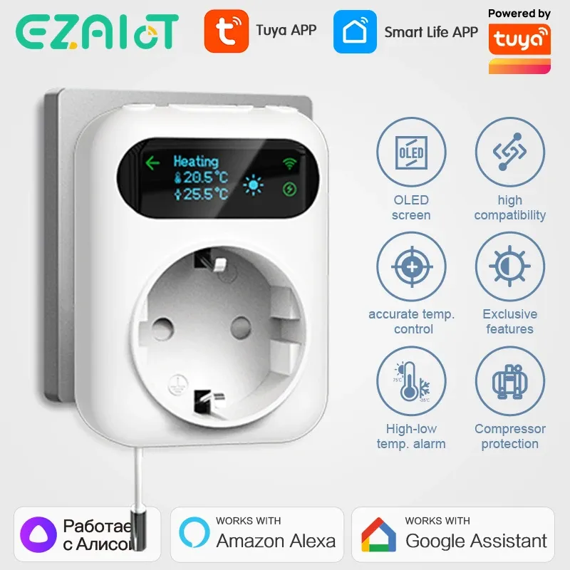 Smart WiFi Steckdose Thermostat Kessel Fan Stecker Inkubator Tuya Drahtlose Temperatur Controller Heizung & Kühlung Alexa Google Hause