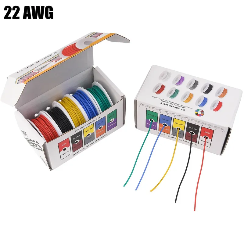22awg elektrischer Draht flexible Silikon drähte 22 Gauge verse ilter verzinnter Kupferdraht 5 Farben je 16,4 Fuß/5m oder je 10m