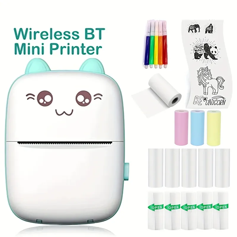 Mini-Drucker für iPhone und Android, kabelloser Mini-Fotodrucker, Etikettendrucker, tragbarer Mini-Thermodrucker zum Drucken von Etiketten
