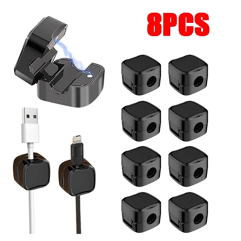 8PCS Magnetische Kabel Organizer Clips Kabel Management Draht Manager Kabel Halter Ladekabel Wickler Wand Haken für Hause