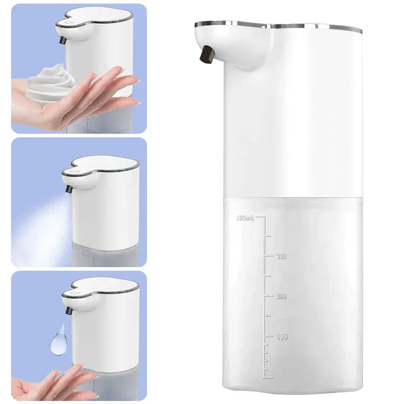 Automatischer Seifenspender, 400 ml, 4 Gänge, verstellbar, für Badezimmer, intelligente Handwaschmaschine, USB wiederaufladbar, berührungsloses Händedesinfektionsmittel