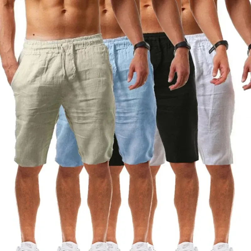 Männer Baumwolle Shorts Hosen Männlichen Sommer Atmungs Einfarbig Kurze Hosen Fitness Streetwear S-3XL 1PC