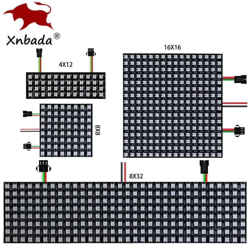 1-10Pcs WS2812B RGB Flexible 4X12 8X8 16x16 8x32 Pixel Led Panel Matrix Bildschirm Modul WS2812 Individuell adressierbare IC DC5V