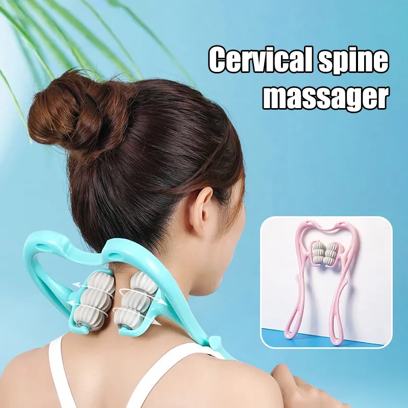 Zervikales Nackenmassagegerät, manuelle Nackenklemme, multifunktionale Knetrolle, 6-Kugel-Massagegerät zur Schulter- und Nackenentspannung