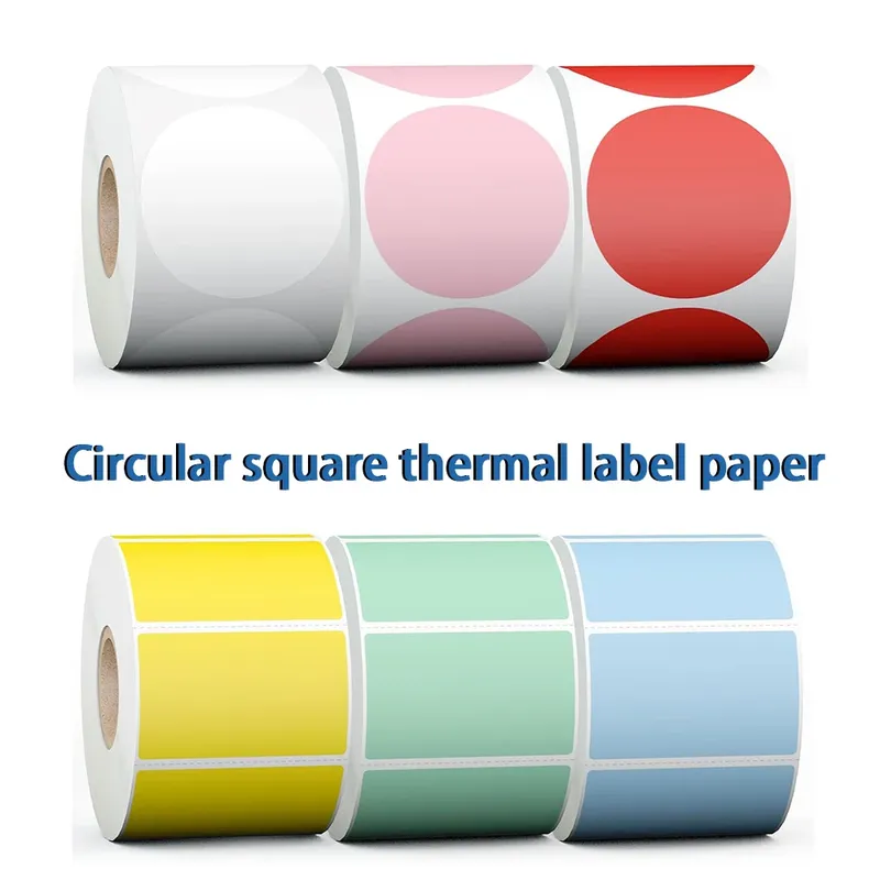 Mehrfarbiger Thermo-Etikettenaufkleber, selbstklebend, 20–50 mm, Thermopapier, kompatibel mit Phomemo M110 M200 M220 E210 P50, Etikettendrucker