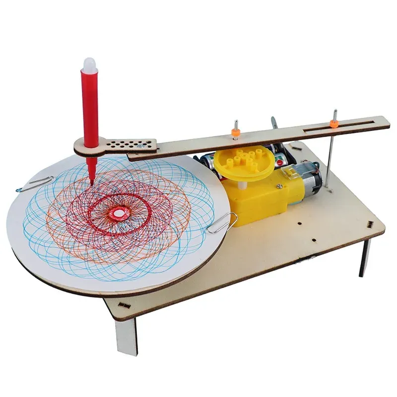 DIY Kreativer elektrischer Plotter aus Holz Zeichenroboter STEM Kindermodell Automatische Malerei Wissenschaft Elektronik Kits Experiment