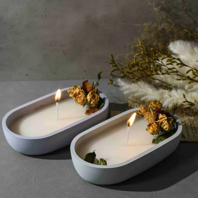 DIY Größe Boot Lagerung Schüssel Silikon Form Aroma Kerze Lagerung Oval Tablett Harz Form Ornament Kerzenhalter Schiff