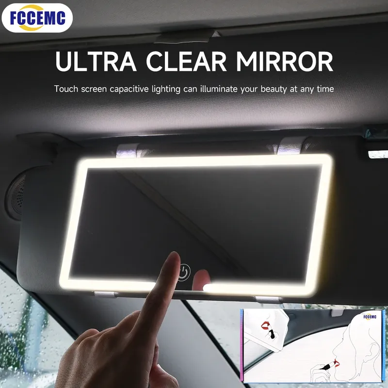 Auto-Innenspiegel, Sonnenblende, Platte, LED, HD, Make-up-Spiegel für Mädchen und Frauen, wiederaufladbares Fülllicht, universeller dünner Kosmetikspiegel