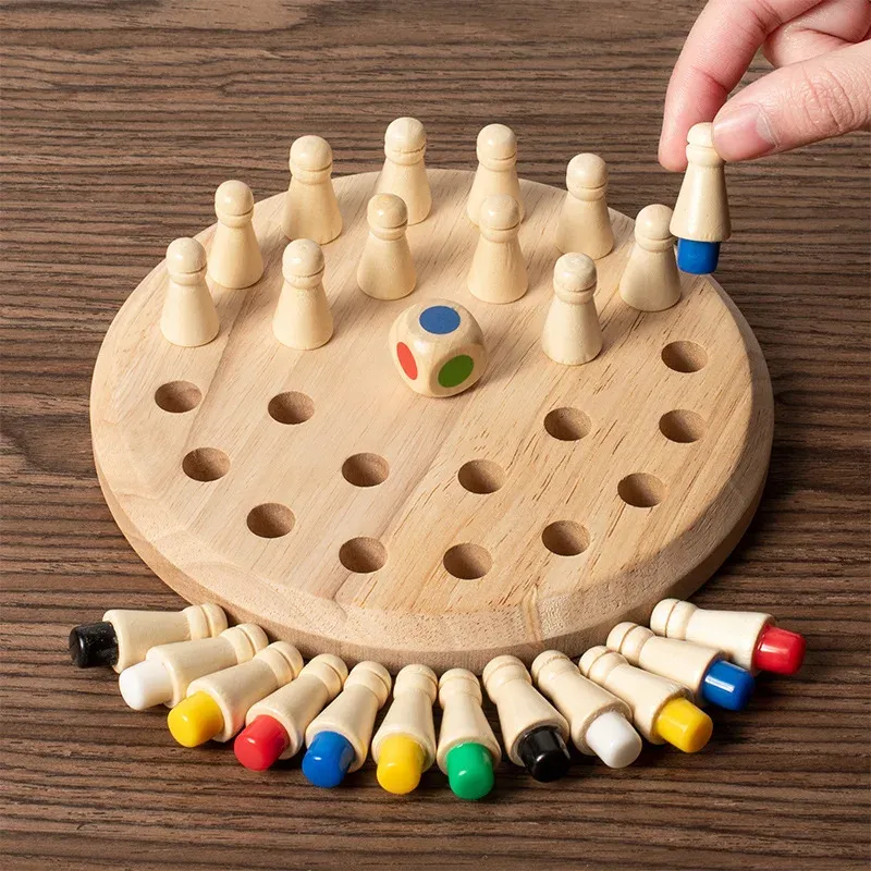 Holz gedächtnis Match Stick Schach Farbe Spielbrett Puzzles Montessori Lernspiel zeug kognitive Fähigkeit Lernspiel zeug für Kinder