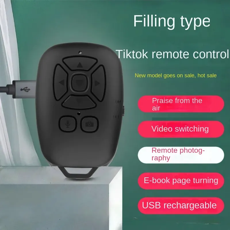 Bluetooth-Fernbedienung für Mobiltelefone, Bluetooth-Selfie-Gerät, Vibrato-Seite, Umblättern wie Fernbedienung, Selfie-Videokamera