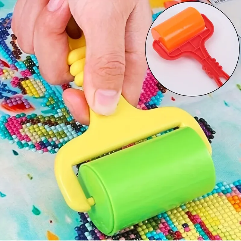 1pc Zufällige Farbe Gummi Roller Diamant Malerei Werkzeuge Diamant Kunst Verstärkte Kunststoff Roller Kreuz Stich DIY Zubehör Werkzeuge