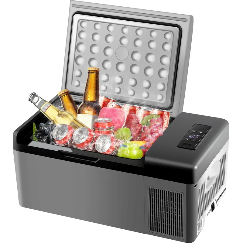 SucceBuy 15L kleiner Kühlschrank, tragbarer Auto-Gefrierschrank, 12 V/24 V, Mini-Kühlschrank, Kompressorkühler für Reisen, Camping, Outdoor