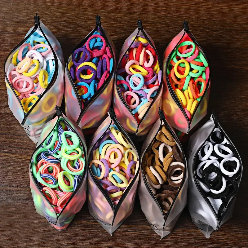 50/100 Stück Haarbänder für Kinder, buntes Nylon, Scrunchie, Haargummis, Gummiband, Kinder, elastisches Haar, Meilen-Zubehör