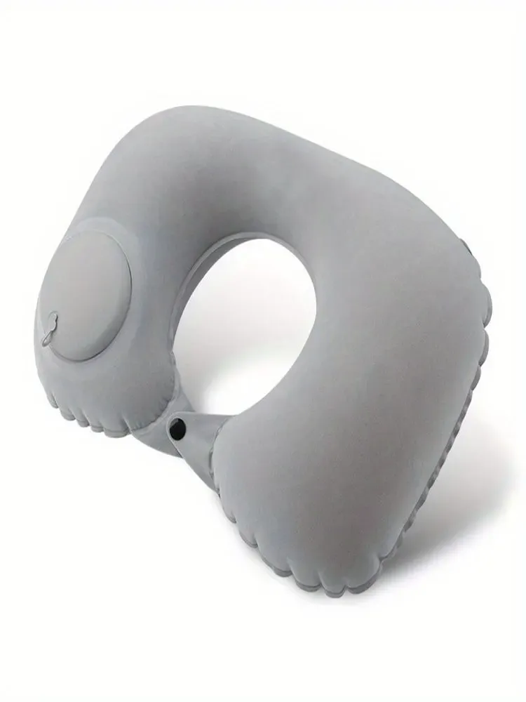 (1 Stück) Aufblasbares Kissen für Reisen, TPU, gepresstes U-förmiges Kissen, Outdoor-Reisen, tragbares Nackenschutzkissen