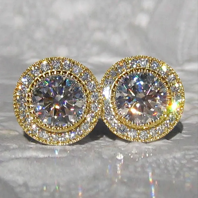 Huitan Zierliche kleine runde CZ-Ohrstecker für Damen, schlicht und elegant, für den täglichen Gebrauch, Ohrpiercing-Zubehör, Statement-Schmuck