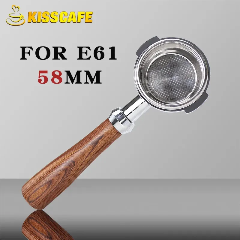 58MM Kaffee Boden Siebträger Nackt Für E61 EXPOBAR Zwei Ohren Mit Filter Korb Espresso Maschine Zubehör Barista Werkzeuge