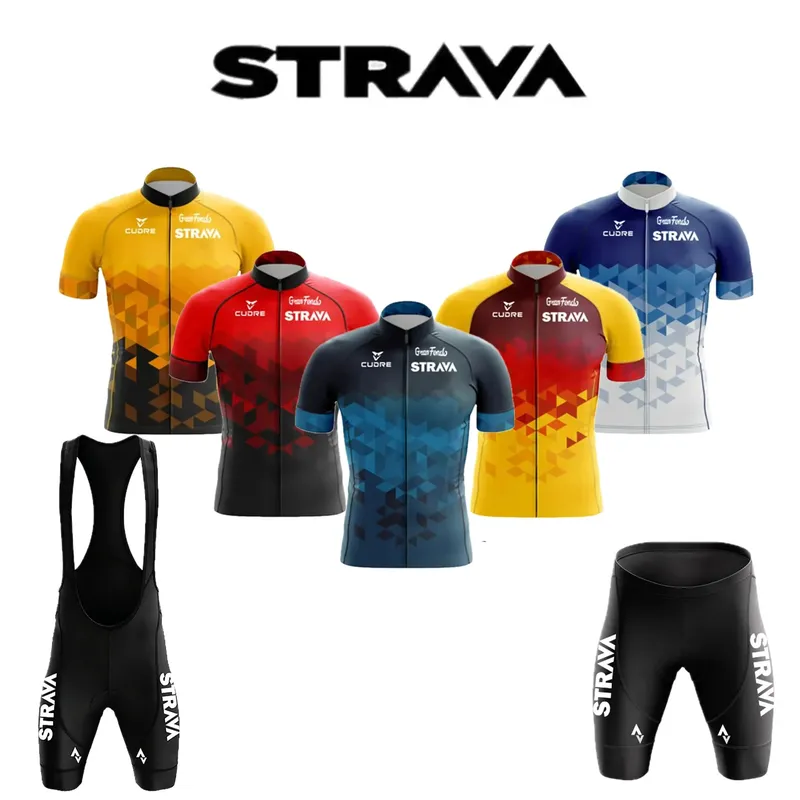2024 Trikot-Set Strava Sommer Kurzarm Atmungsaktives Herren-Mountainbike-Trikot-Set