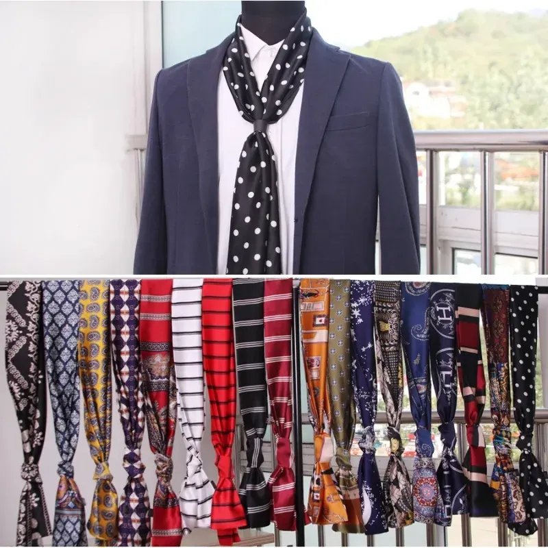 Herren-Seidenschals, vielseitiger britischer, schmaler Schal mit Streifenmuster, koreanische Version, Damen-Retro-Anzug, dekorativer kleiner Schal