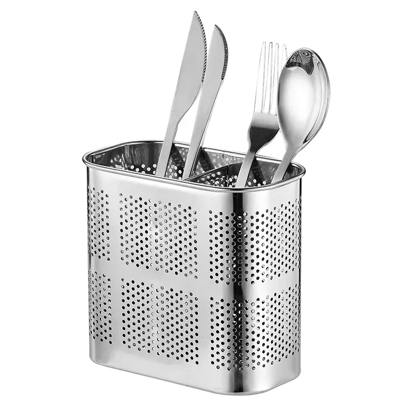 Edelstahl Essstäbchen Gabel Löffel Halter Kochgeschirr Rack Organizer Besteck Trockner Abtropffläche Regal mit Haken Küche Zubehör