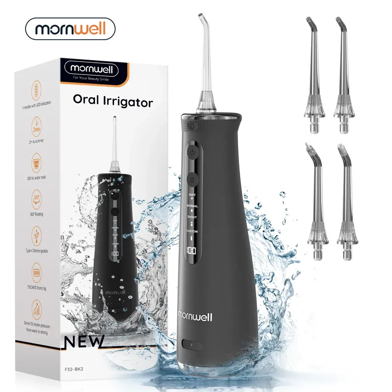 Mornwell F32 Wasser Floss Oral Zahnaufhellung Haushaltsgerät Sonic Wasser Flosser 260ML Tank Zahnreiniger Oral Wasserstrahl